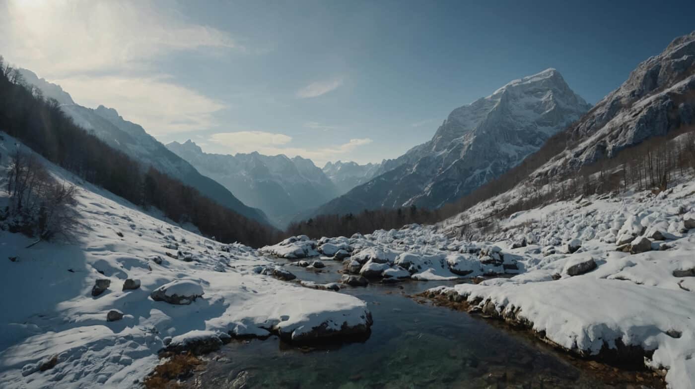 Nad průsmykem Vršič v zimě